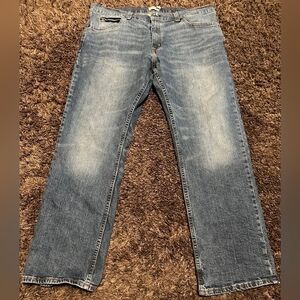 True Craft Medium Wash Distressed Men's Straight Leg Denim Jean Sz. 38x30